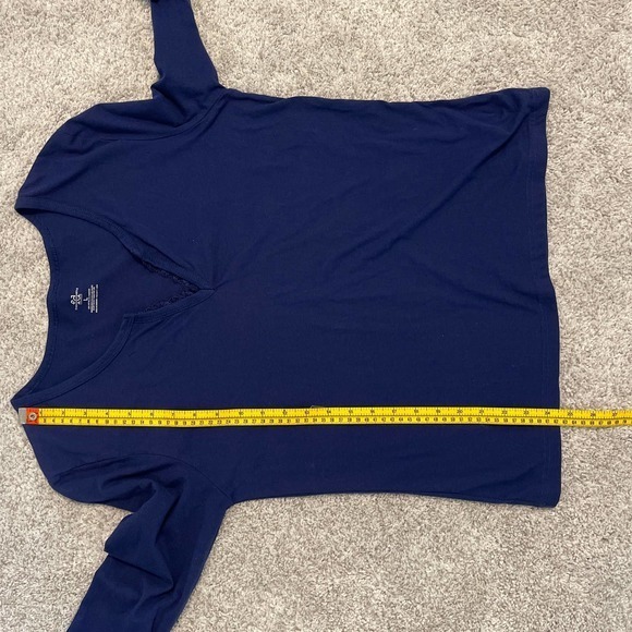 French Dressing Navy LS V-Neck PJ Top Size Large Cotton Blend PreOwned - Picture 5 of 5